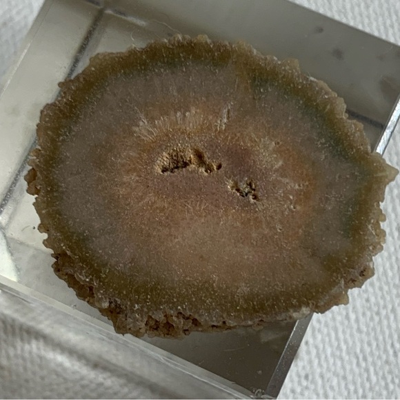 Stalactite Slice Polished Crystal Display Specimen Las Torres Mine Uruguay 1.4" - Picture 4 of 10